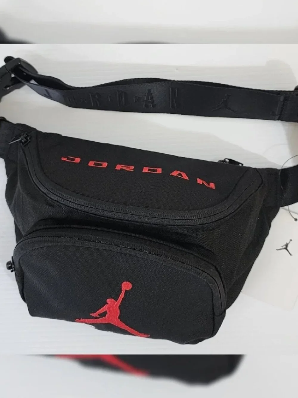 JUMPMAN JORDAN FANNY PACK MEN'S ADJUSTABLE STRAP PRINT EMBROIDERED LOGO BLACK
